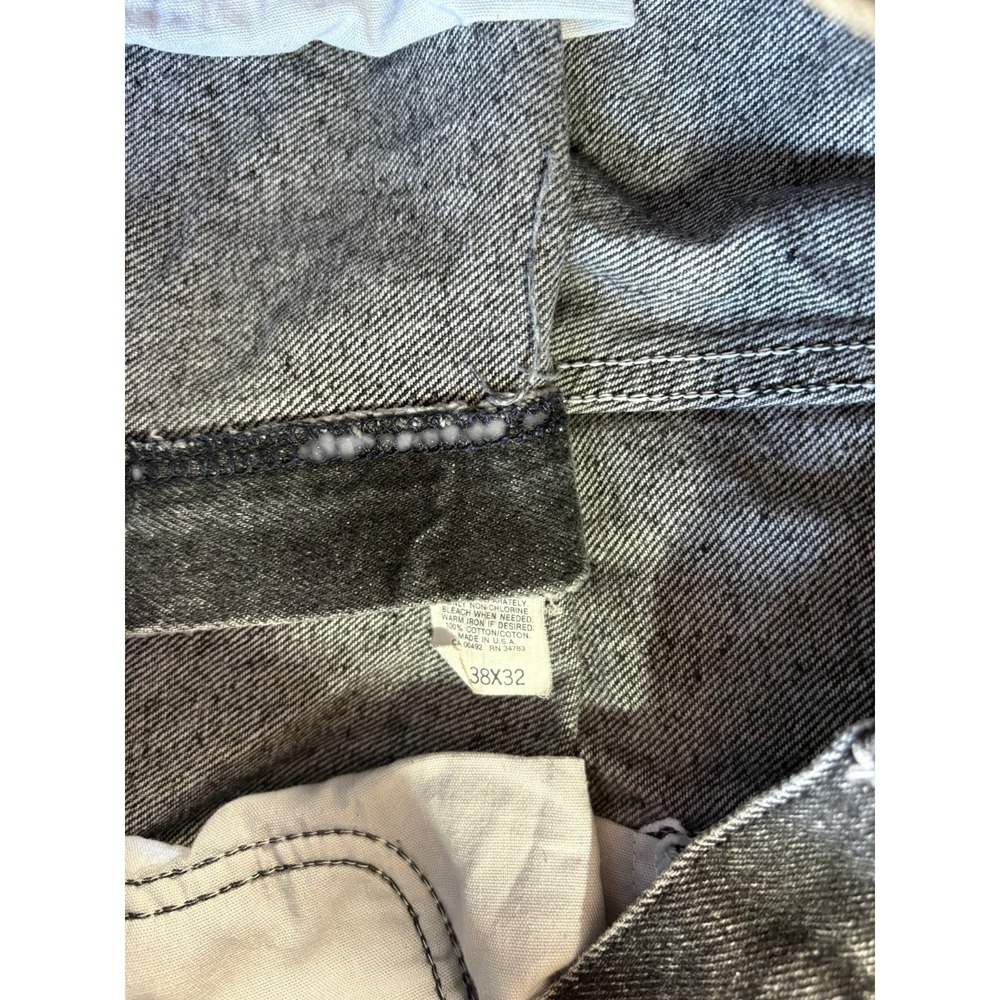 VTG Lee Jeans Men 38x32 (37x31) Gray Denim Union Made Straight Charcoal Wash USA - Picture 4 of 7